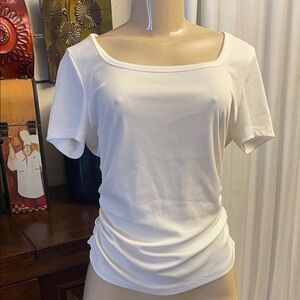 Women’s Square Neck Short Sleeve Top - White